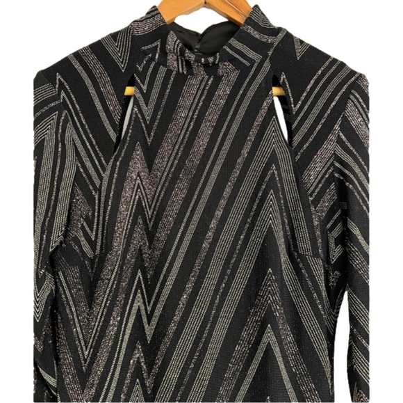 Enfocus Studio Women’s Black, Silver, and Lilac Shimmering Dress Size 6 - Picture 3 of 7